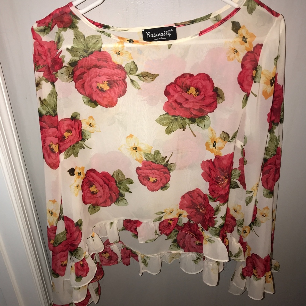shear floral blouse